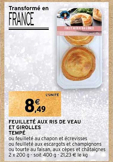 feuilleté aux ris de veau et girolles tempé