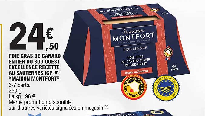 foie gras de canard entier du sud ouest excellence recette au sauternes igp "maison montfort"