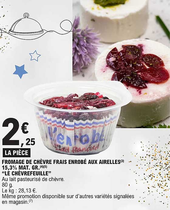 fromage de chevre frais enrobe aux airelles 15% mat. gr. "le chevrefuille"