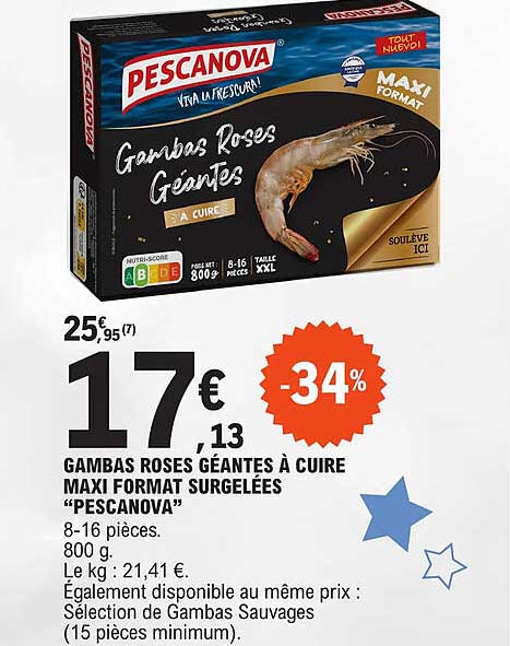 Gambas Roses Géantes à Cuire Maxi Format Surgelées "pescanova"