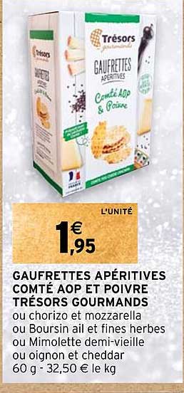 gaufrettes apéritives comté aop et poivre trésors gourmands