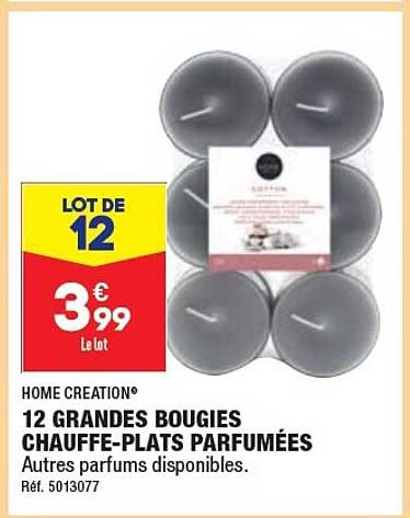 home creation 12 grandes bougies chauffe-plats parfumées