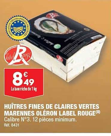 huître fines de claires vertes marennes oléron label rouge