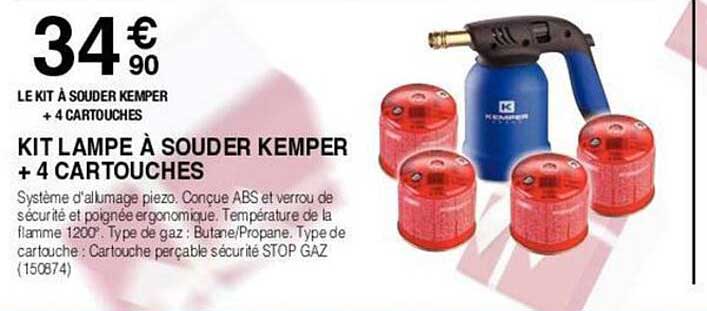 kit lampe à souder kemper + 4 cartouches
