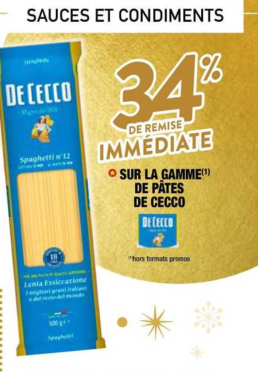 la gamme de pâtes de cecco