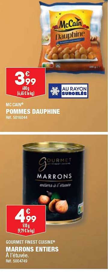 mc cain pommes dauphine gourmet finest cuisine marrons entiers