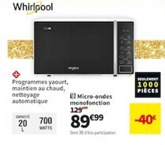 micro-ondes monofonction whirlpool