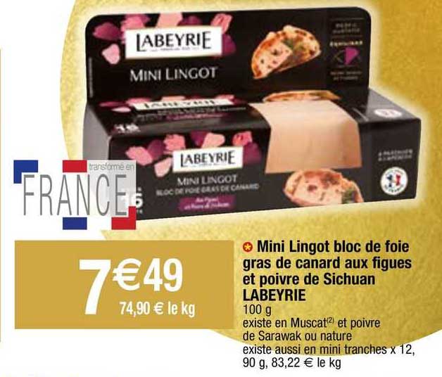 mini lingot bloc de foie gras de canard aux figues et poivre de sichuan labeyrie