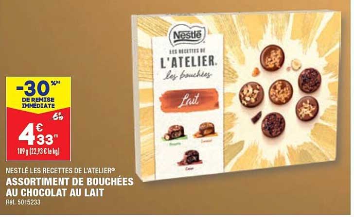 nestlé les recettes de l'atelier assortiment de bouchées au chocolat au lait