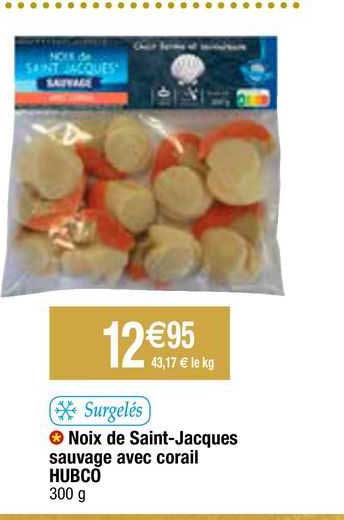 noix de saint-jacques sauvage avec corail hubco