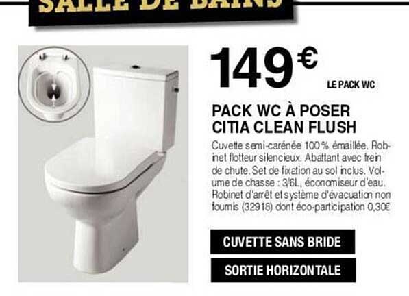 pack wc à poser citia clean flush