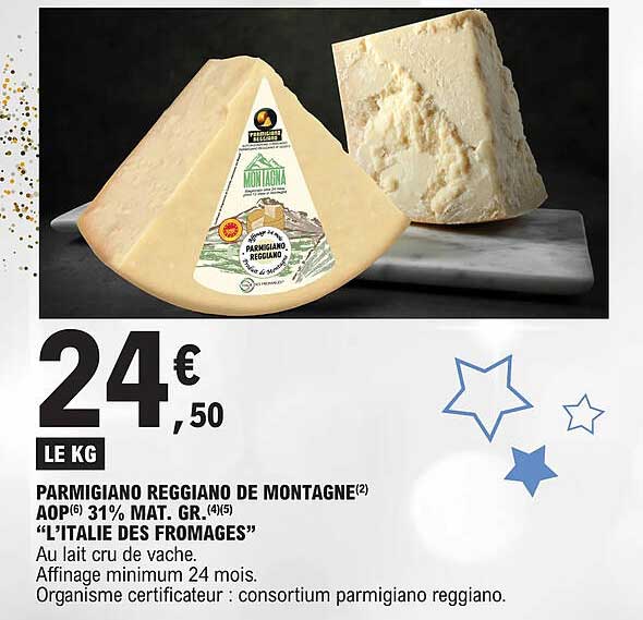 parmigiano reggiano de montagne aop 31% mat. gr. "l'italie des fromages"