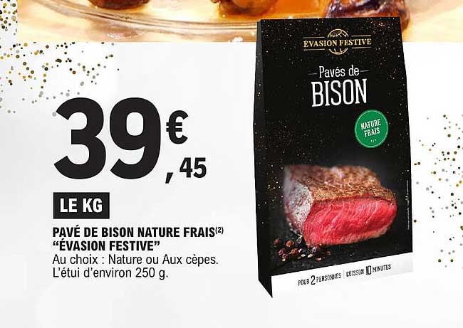 pavé de bison nature frais "évasion festive"
