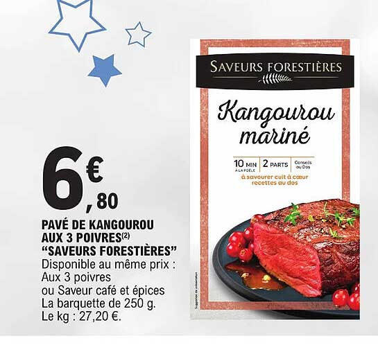 pavé de kangourou aux 3 poivres "saveurs forestières"