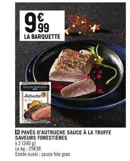 pavés d'autruche sauce à la truffe saveurs forestières