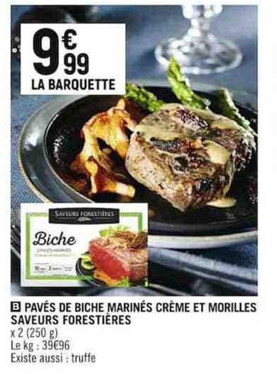 pavés de biche marinés crème et morilles saveurs forestières