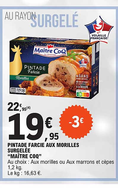 pintade farcie aux morilles surgelée "maître coq"
