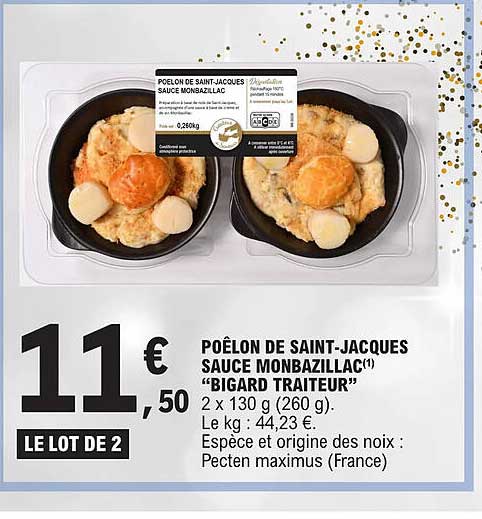 poêlon de saint-jacques sauce monbazillac "bigard traiteur"