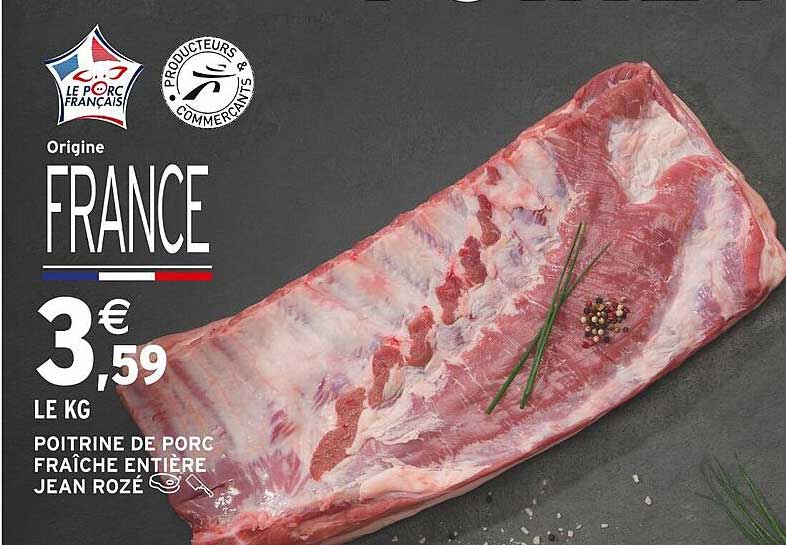 poitrine de porc fraîche entière jean rozé