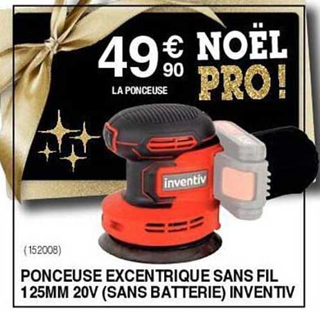 ponceuse excentrique sans fil 125mm 20v inventiv