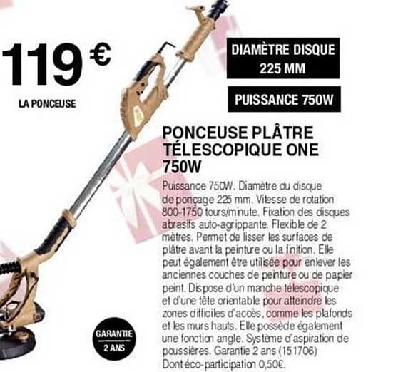 Ponceuse Plâtre Télescopique One 750w