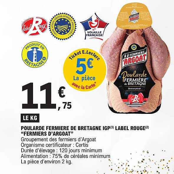 poulard fermière de bretagne igp label rouge "fermiers d'argoat"