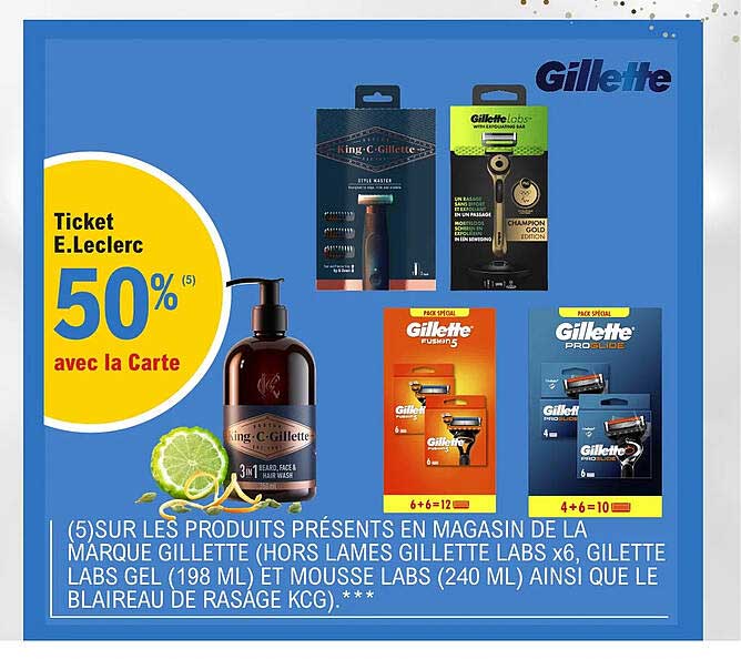 Produits De La Marque Gillette (hors Lames Gillette Labs X6, Gillette Labs Gel (198 Ml) Et Mousse Labs (240 Ml) Ainsi Que Le Blaireau De Rasage Kcg)