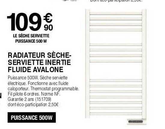 radiateur sèche-serviette inertie fluide avalone