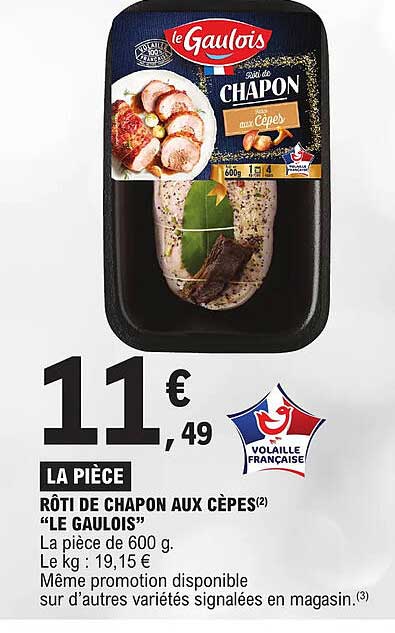 rôti de chapon aux cèpes "le gaulois"