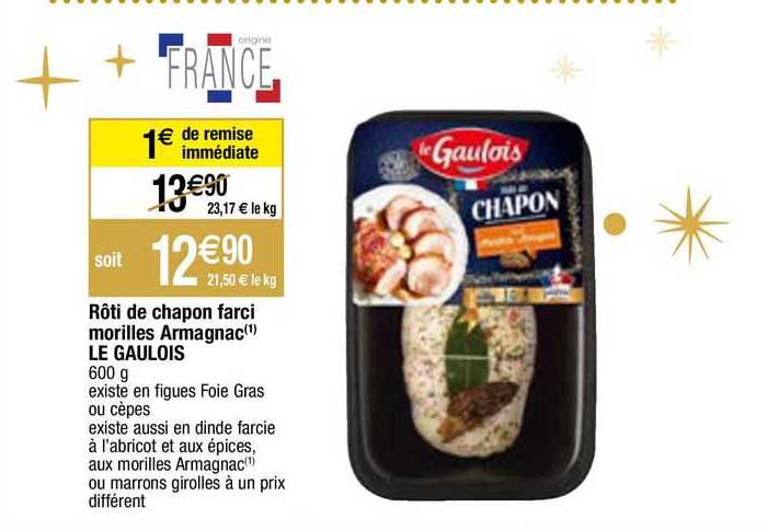 rôti de chapon farci morilles armagnac le gaulois