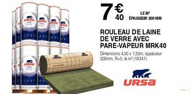 rouleau de laine de verre avec pare-vapeur mrk40