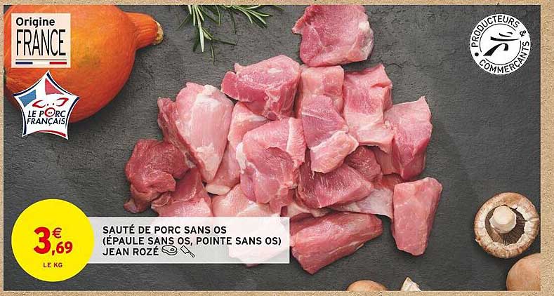 sauté de porc sans os (épaule sans os, pointe sans os) jean rozé