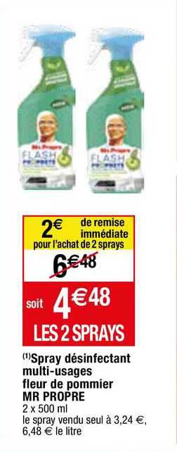 spray désinfectant multi-usages fleur de pommier mr propre