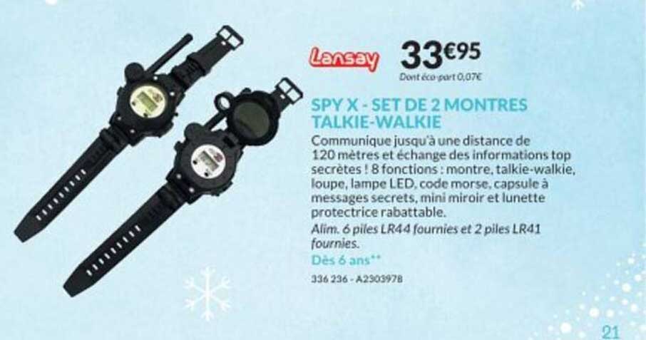 spy x -set de 2 montres talkie-walkie