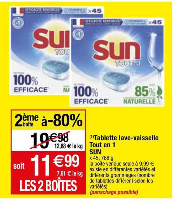 tablette lave-vaisselle tout en 1 sun