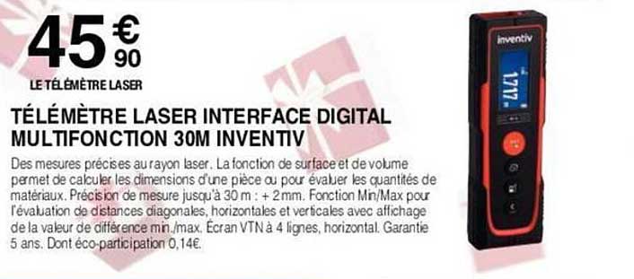 télémètre laser interface digital multifonction 30m inventiv