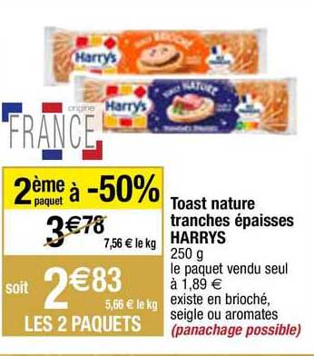 toast nature tranches épaisses harrys