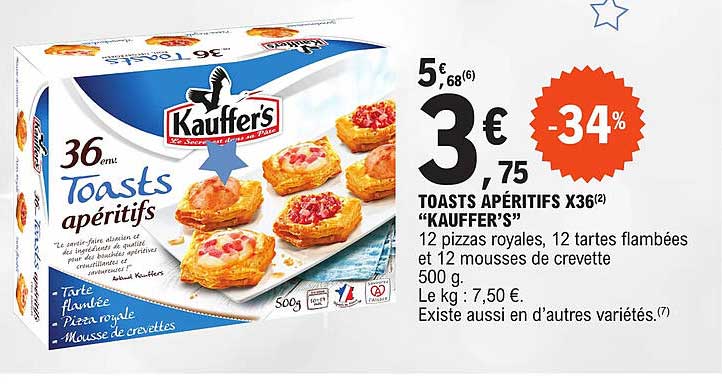 toasts apéritifs x36 "kauffer's"