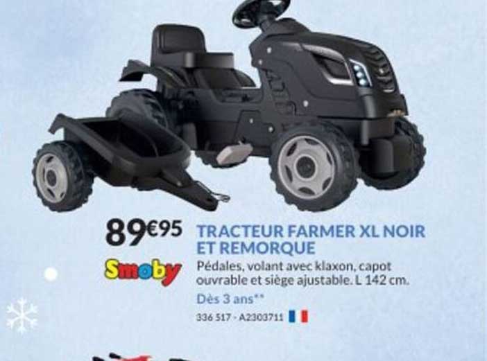 tracteur farmer xl noir et remorque
