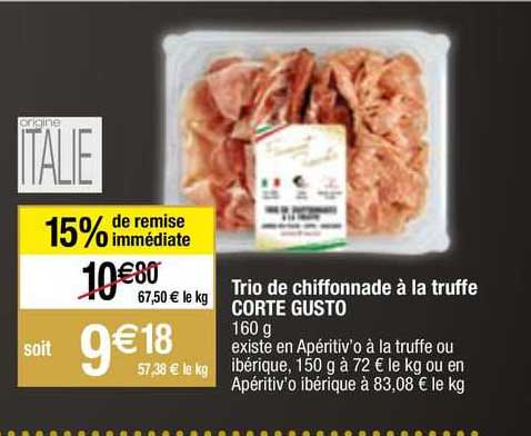 trio de chiffonnade à la truffe corte gusto