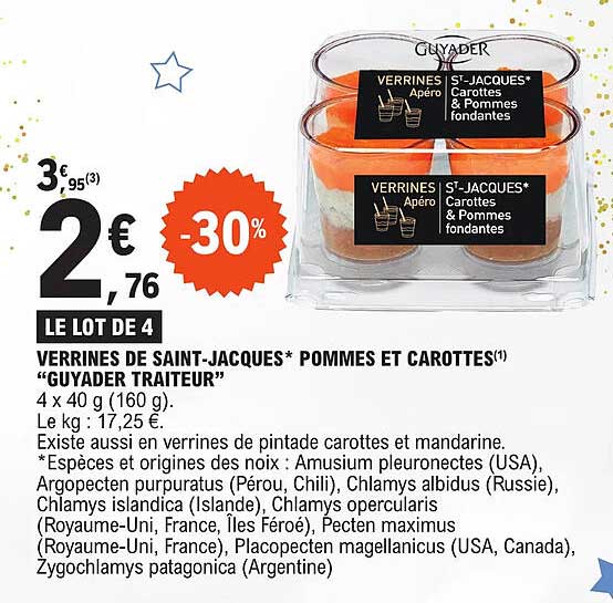 verrines de saint-jacques pommes et carottes "guyader traiteur"