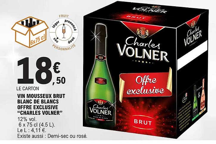 vin mousseux brut blanc de blancs offre exclusive "charles volner"