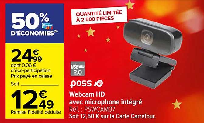 webcam hd avec microphone intégré poss