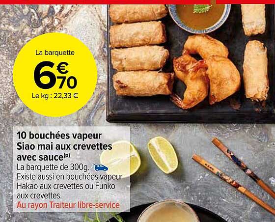 10 bouchées vapeur siao mai aux crevettes avec sauce