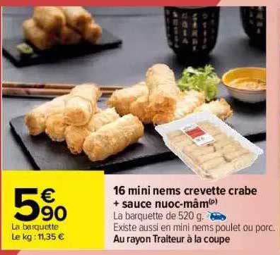 16 mini nems crevette crabe + sauce nuoc-mãm