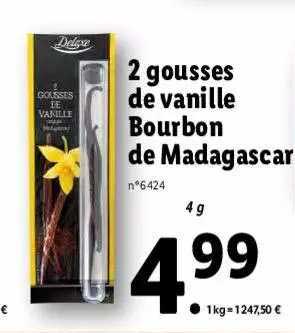 2 gousses de vanille bourbon de madagascar deluxe