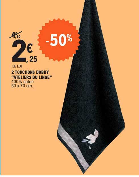 2 torchons dobby "ateliers du linge"