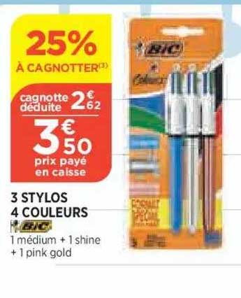 3 Stylos 4 Couleurs Bic