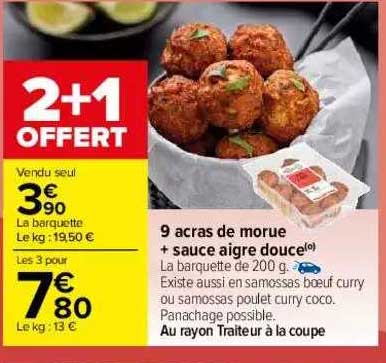 9 acras de morue + sauce aigre douce