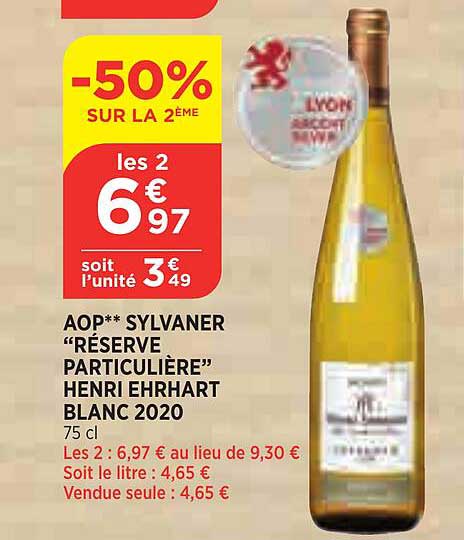 aop sylvaner "réserve particulière" henri ehrhart blanc 2020